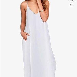 Women maxi dress for summer. Pockets sundress sleeveless